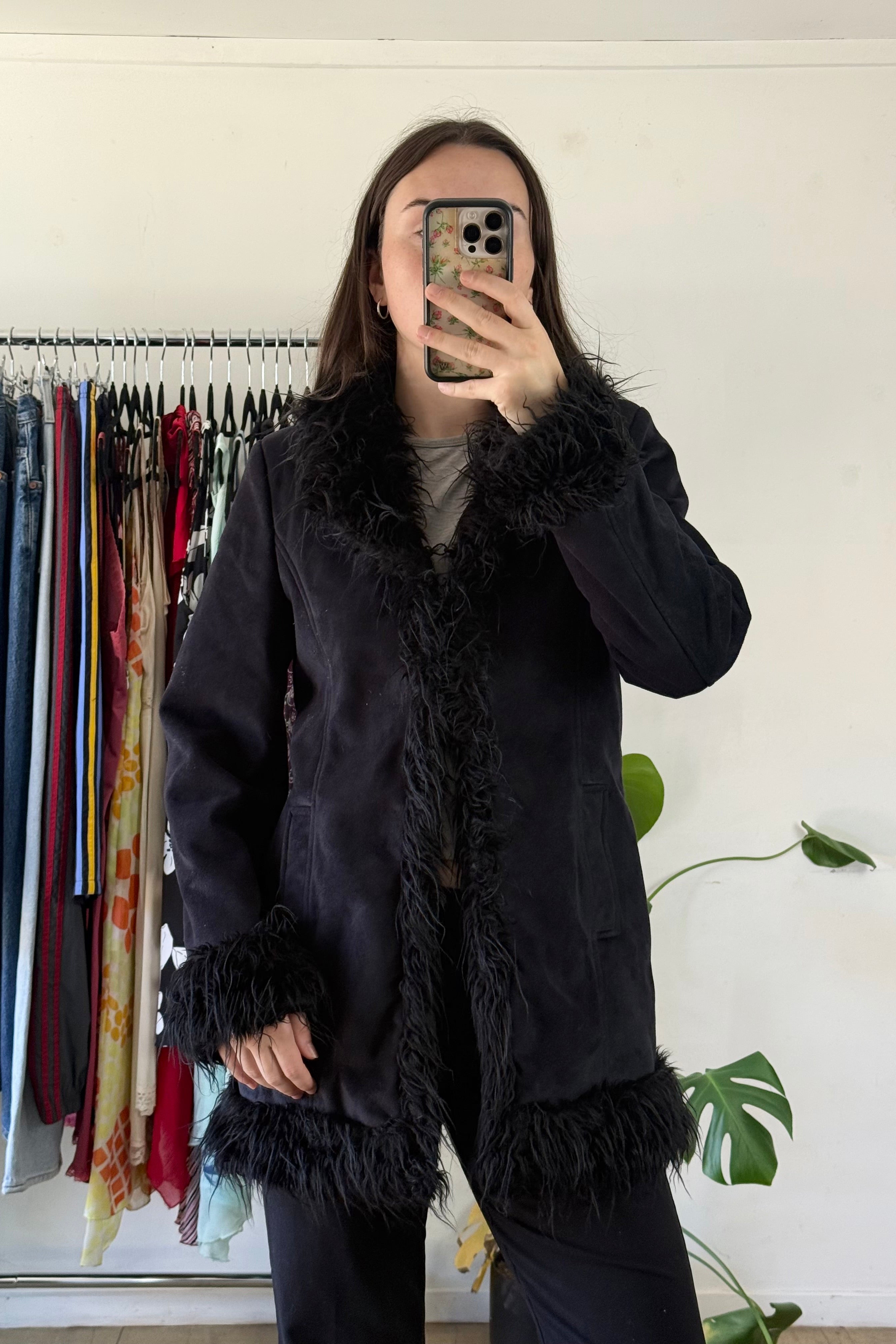 Black Fur Trim Penny Coat┃Size 12