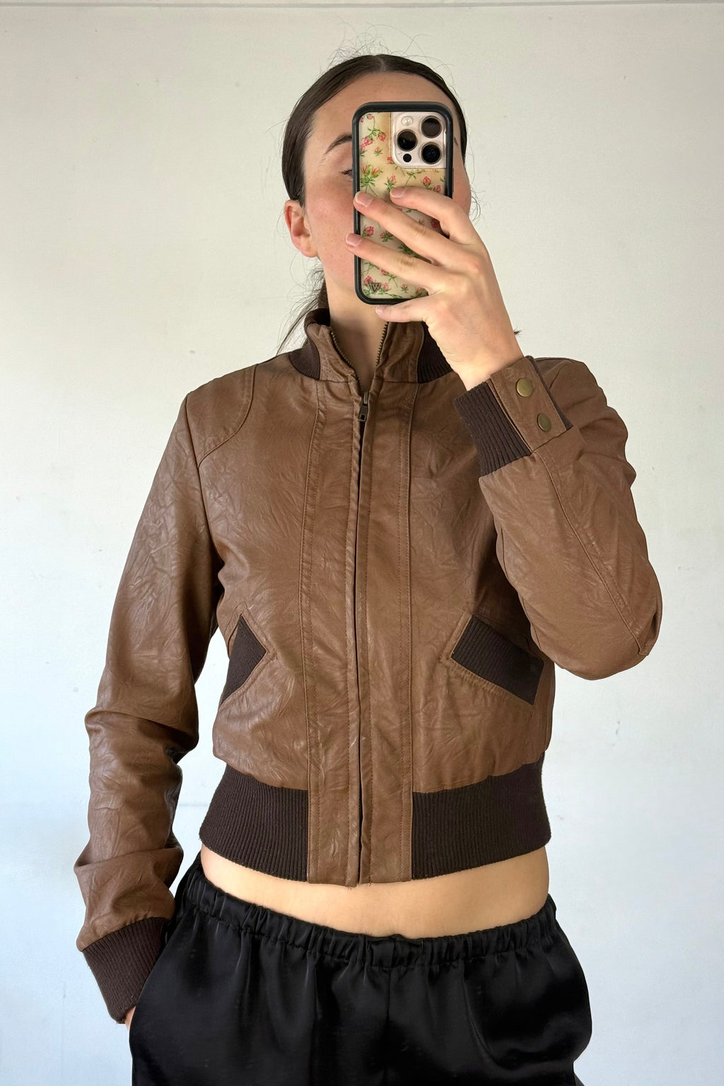 Vintage Brown Fitted Leather Jacket┃Size 10