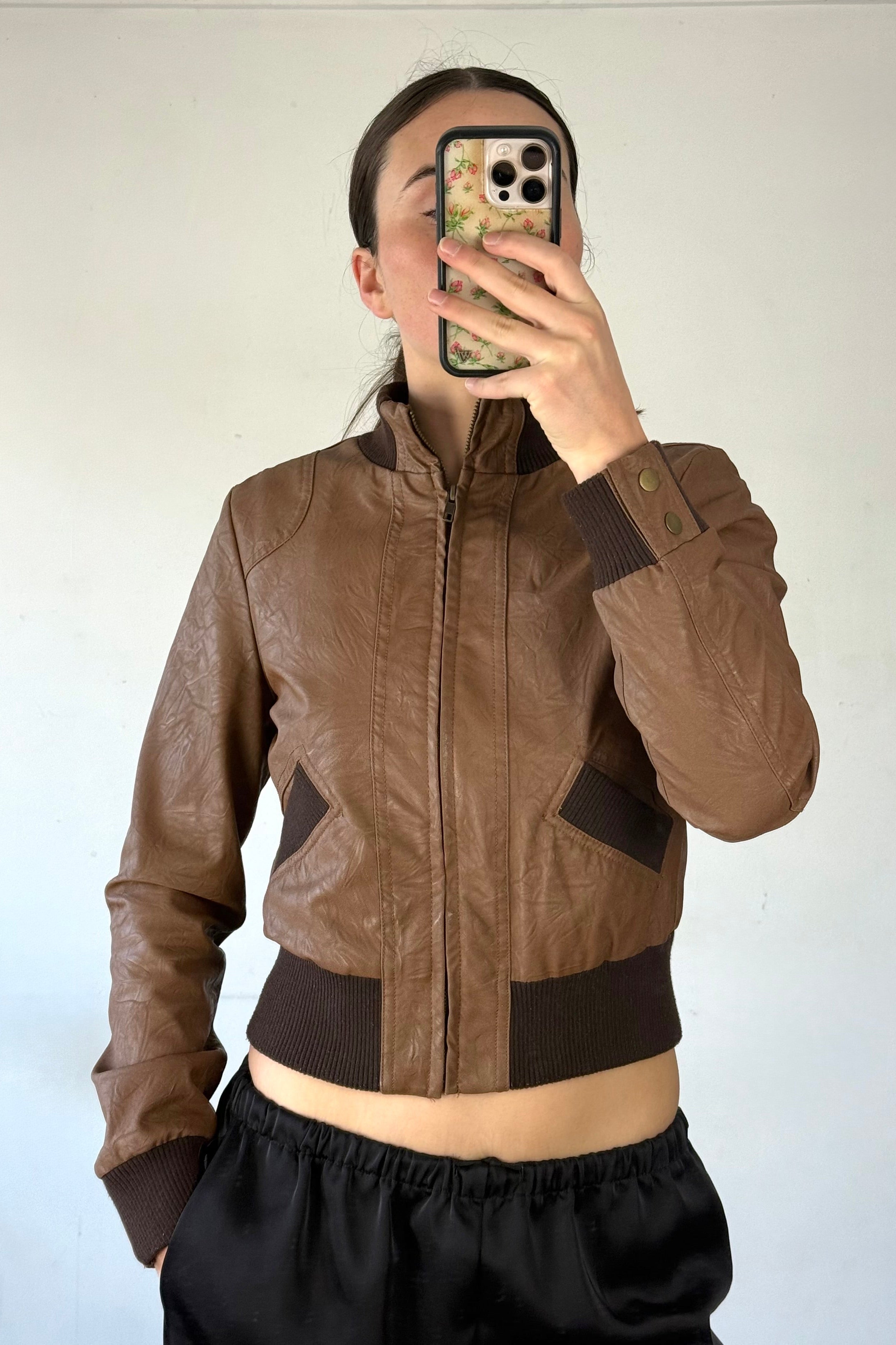 Vintage Brown Fitted Leather Jacket┃Size 10