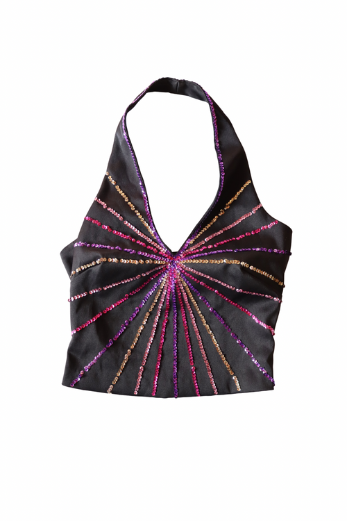 Black and Purple Halter Top┃Size 10
