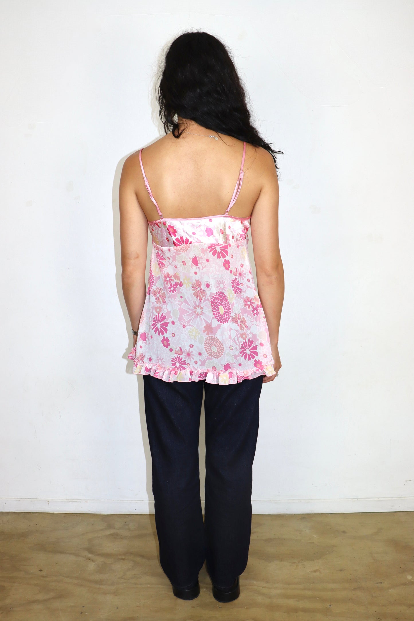 Pink Ruffle Floral Singlet┃Size S