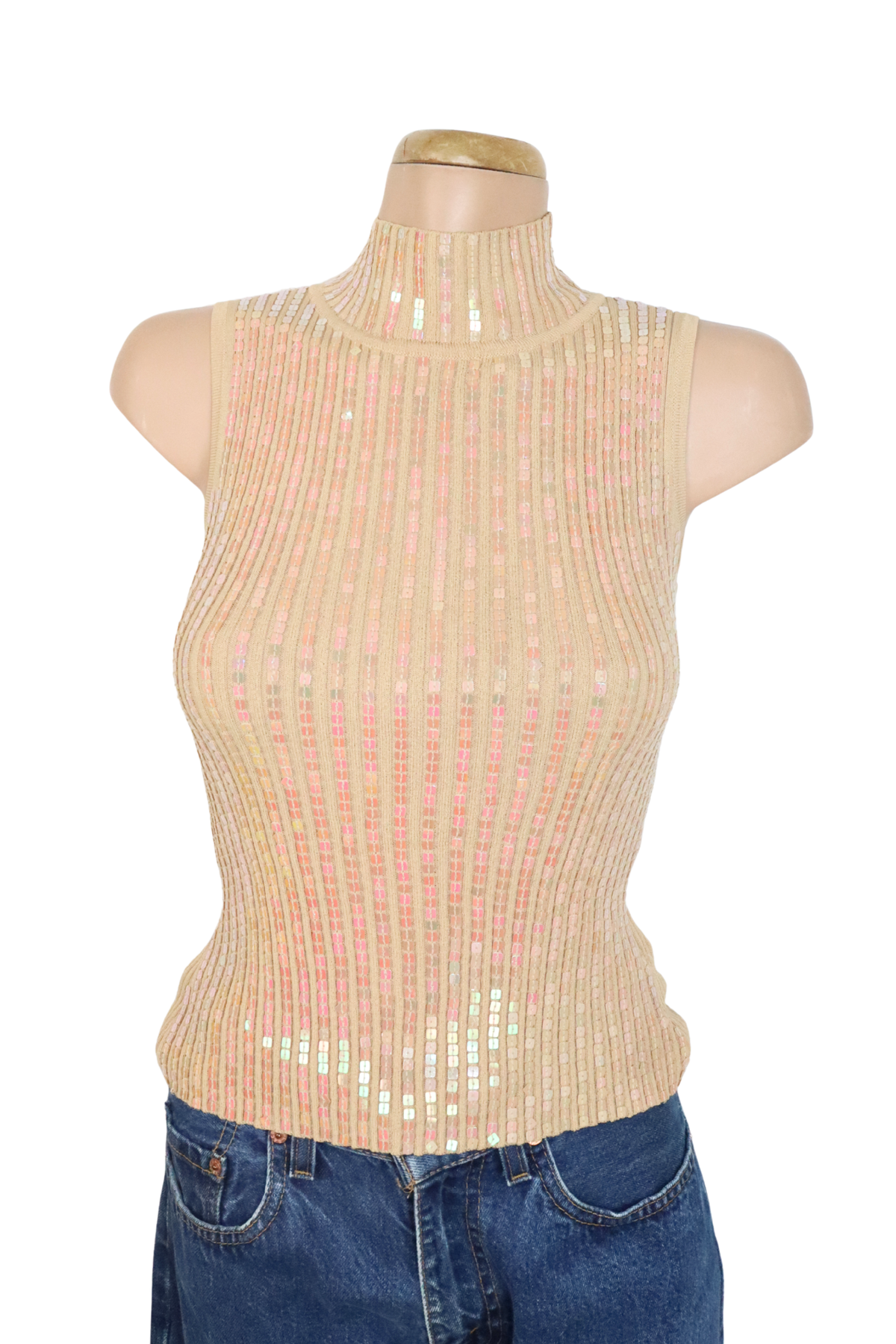 90s Sequin Turtleneck Tank