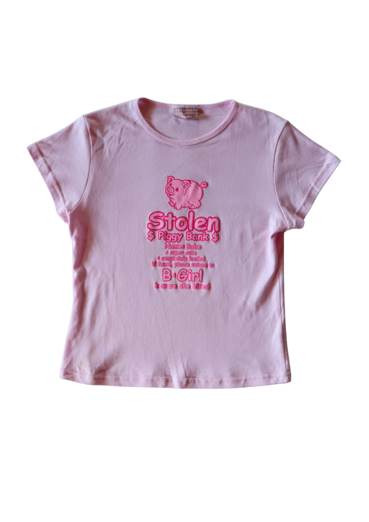 Vintage Piggy Bank Baby Tee┃Size L