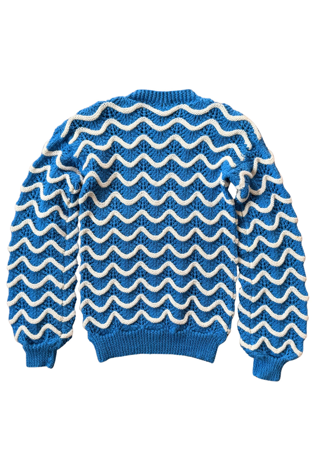 Blue and White Wavy Knit