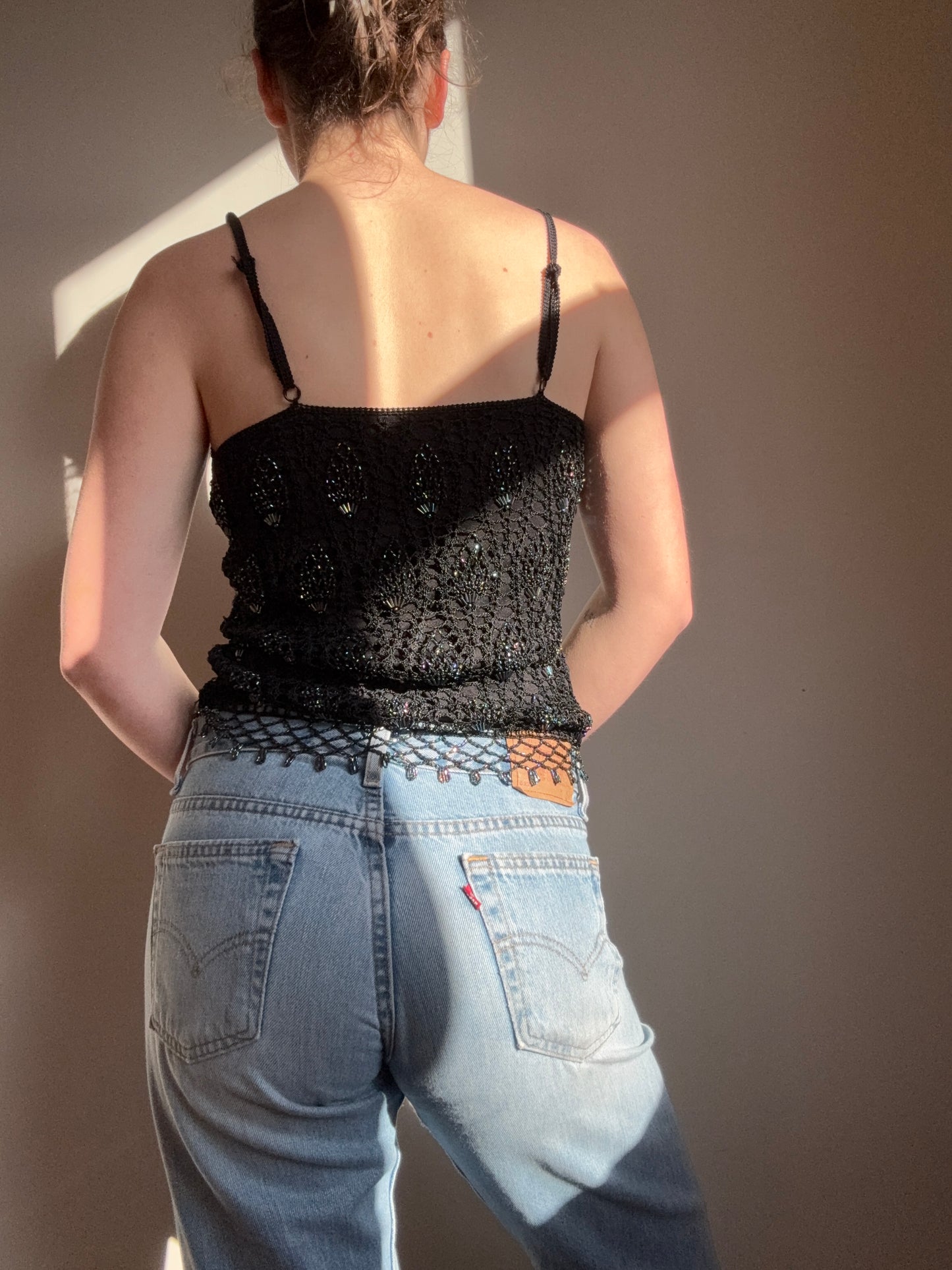 Vintage Beaded Crochet Singlet┃Size S/M