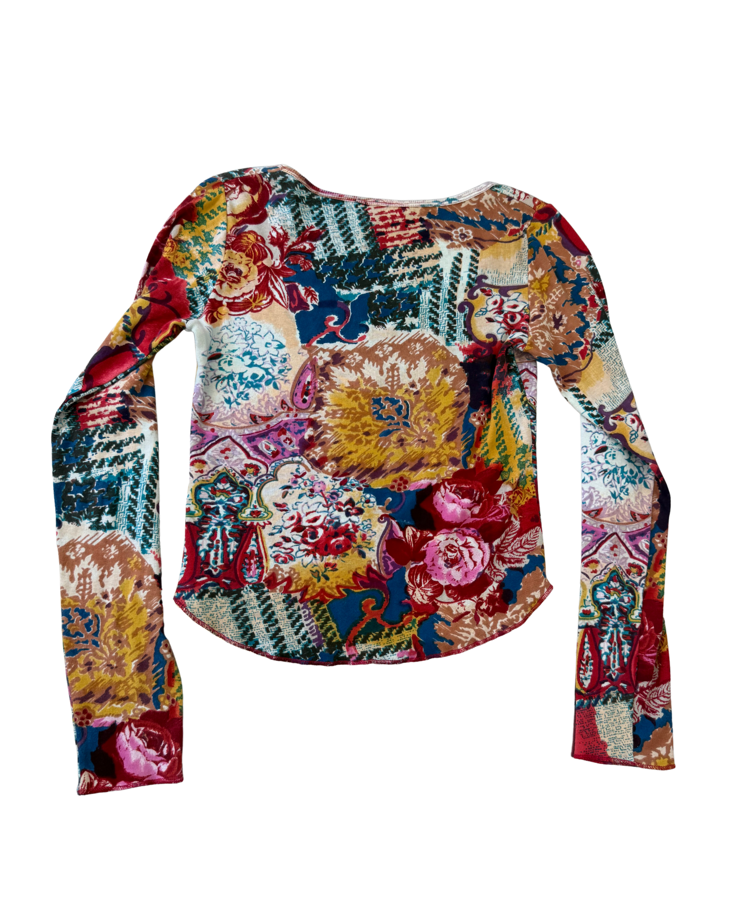 Vintage Floral Longsleeve Top with Beads