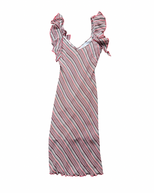 Vintage Red Striped Midi Dress┃Size 12