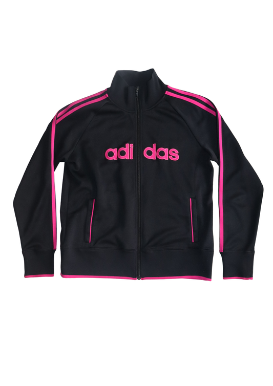 Vintage Adidas Black and Pink Zip-up | Size 14