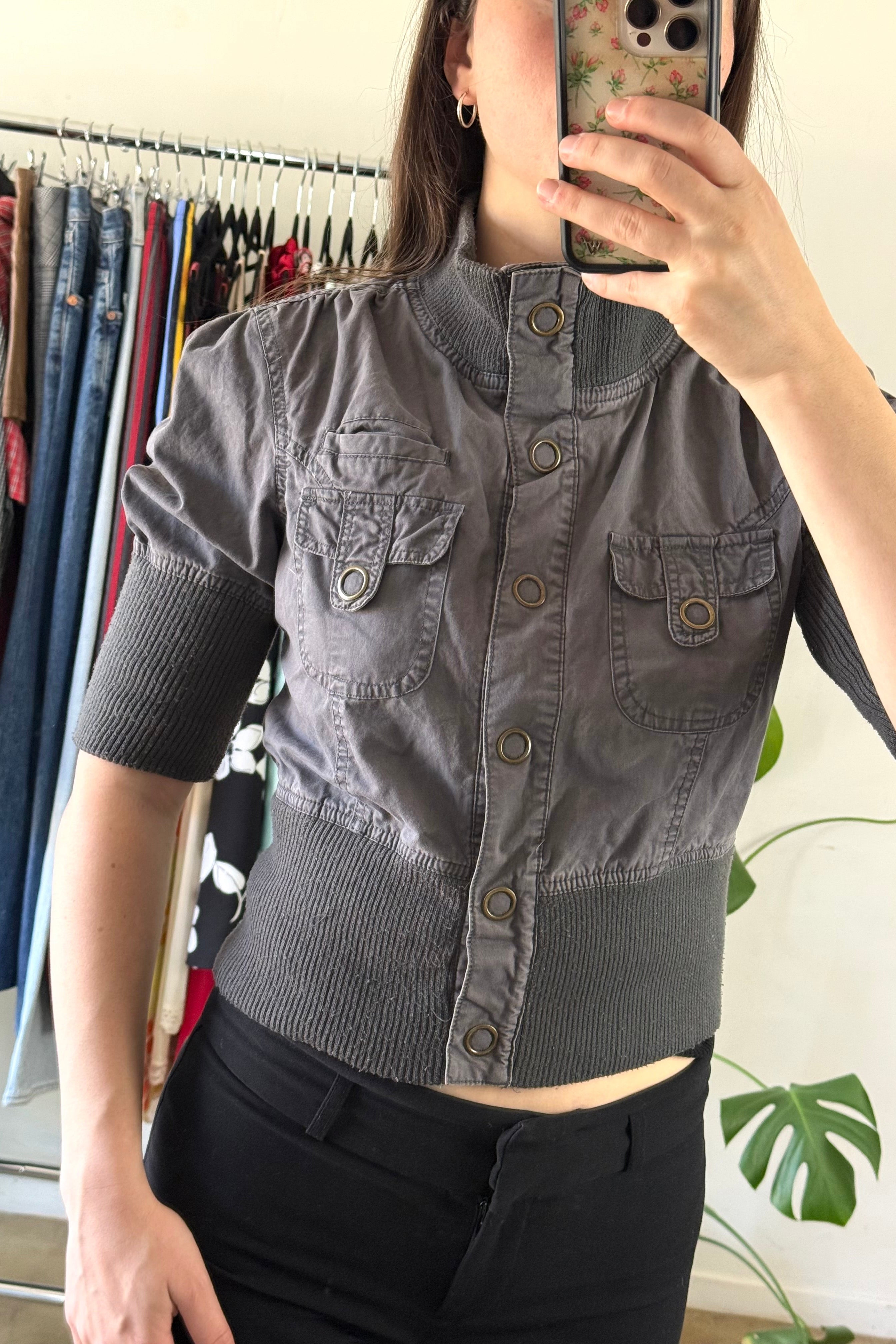 Brown 3/4 Sleeve Jacket