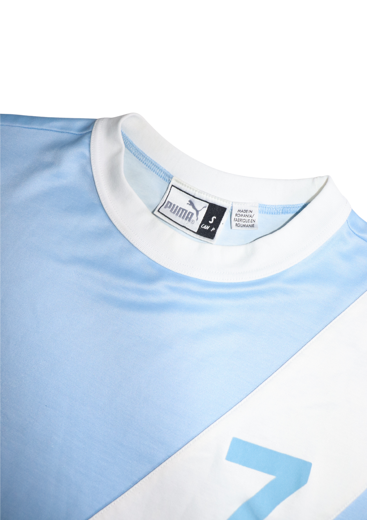 Vintage Blue and White Puma 7 Tee┃Size S
