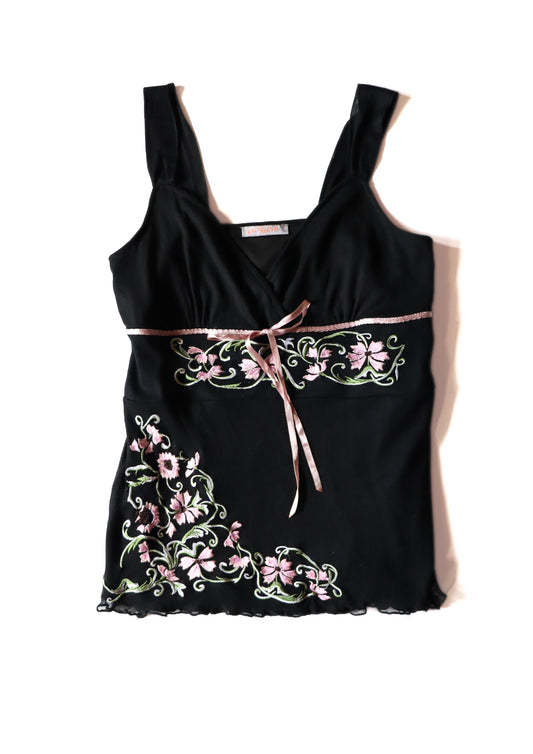 Vintage Black Floral Pagani Tank┃Size 12