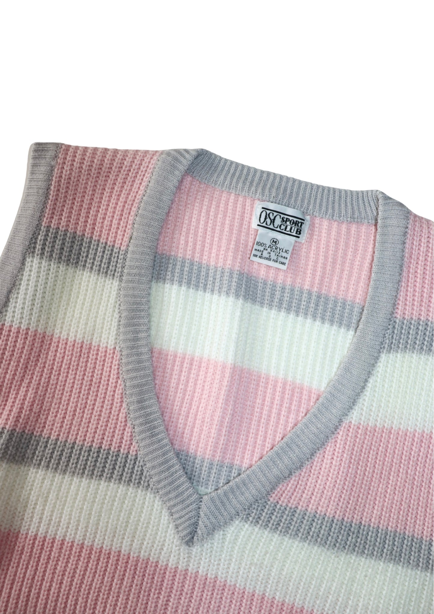 Vintage Pink/Grey/White Knit Vest┃Size M