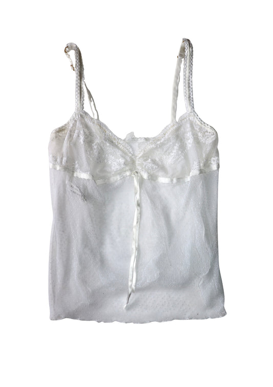 Vintage White Lace Singlet Top┃Size XL