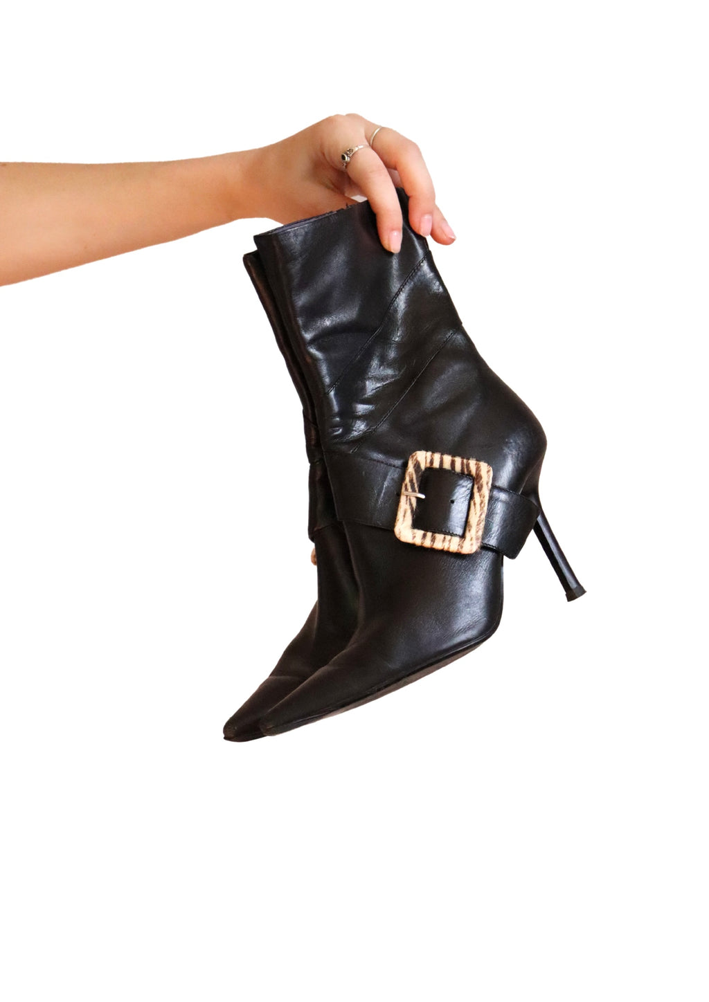 Vintage Black Pointed Boots