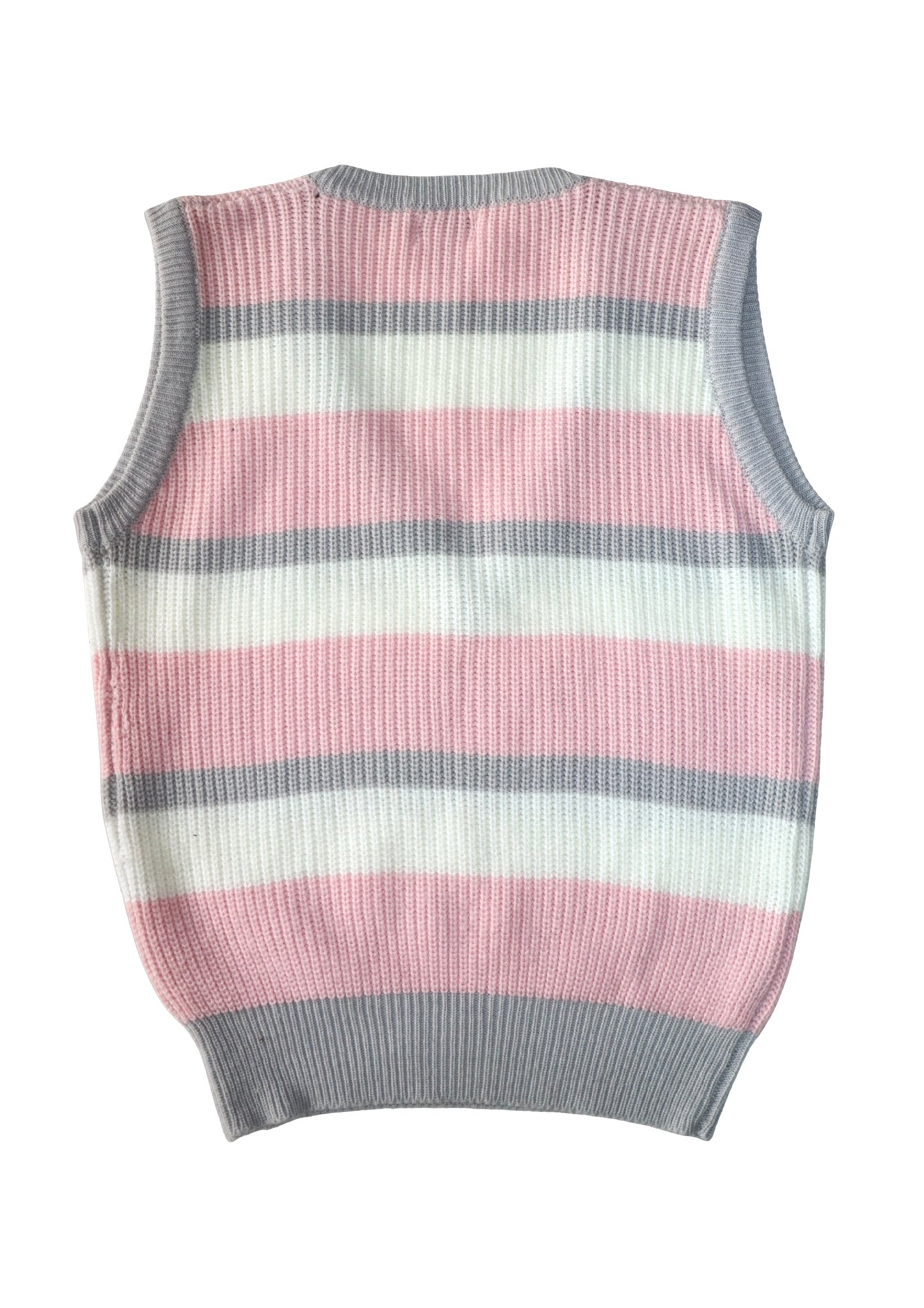 Vintage Pink/Grey/White Knit Vest┃Size M