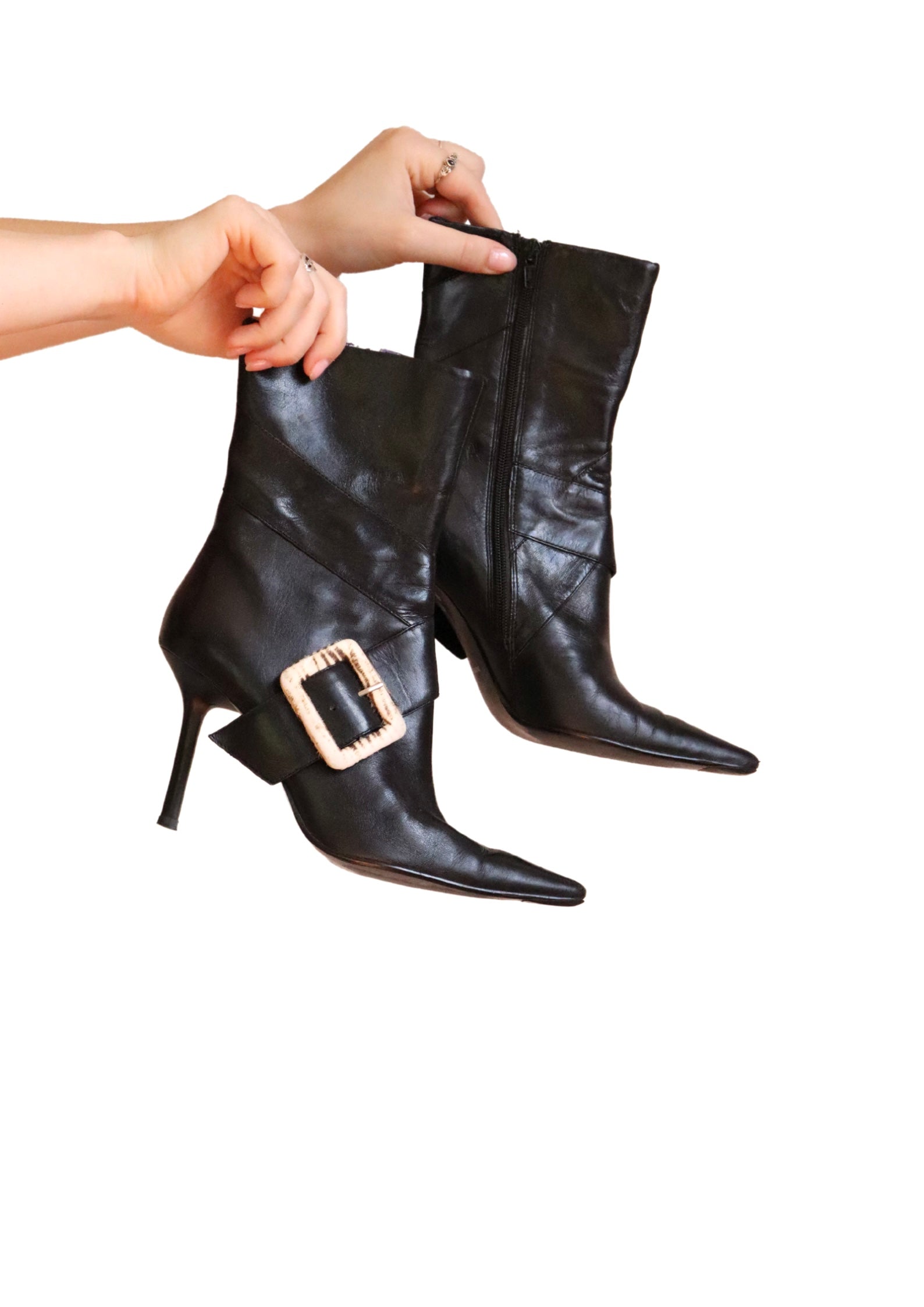 Vintage Black Pointed Boots