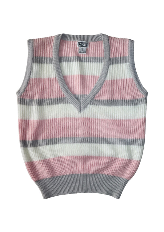 Vintage Pink/Grey/White Knit Vest┃Size M