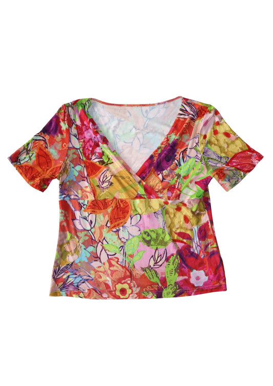 Bright V Neck Floral Top