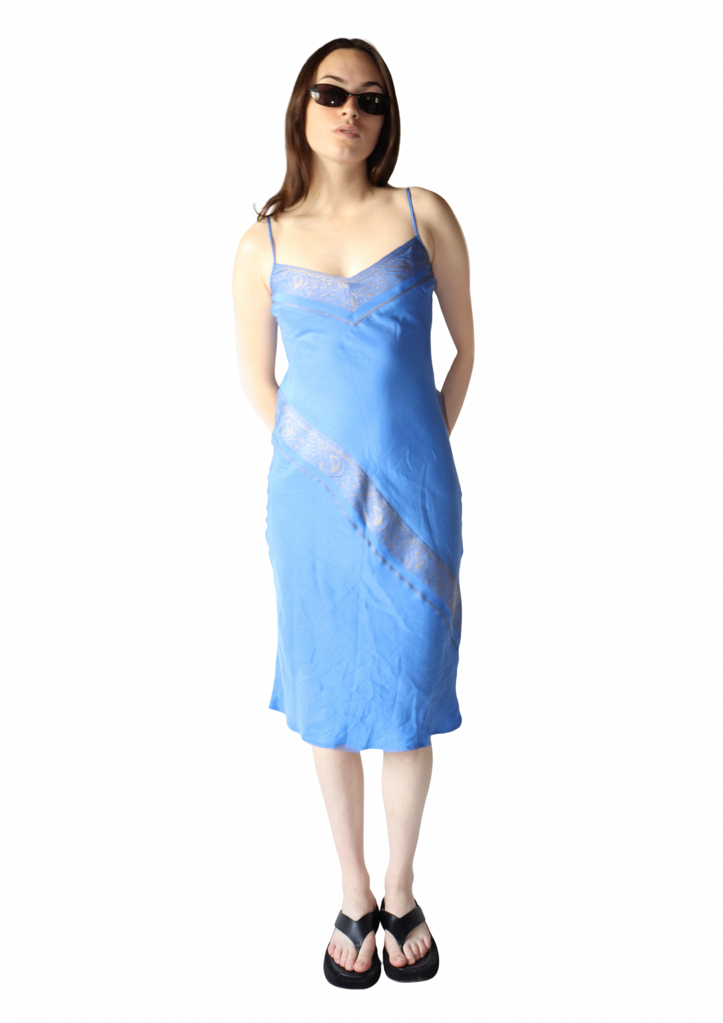 Vintage Blue Midi Slip Dress┃Size 8