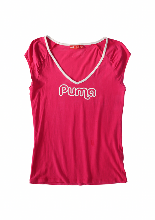 Vintage Pink Puma V Neck Top┃Size M