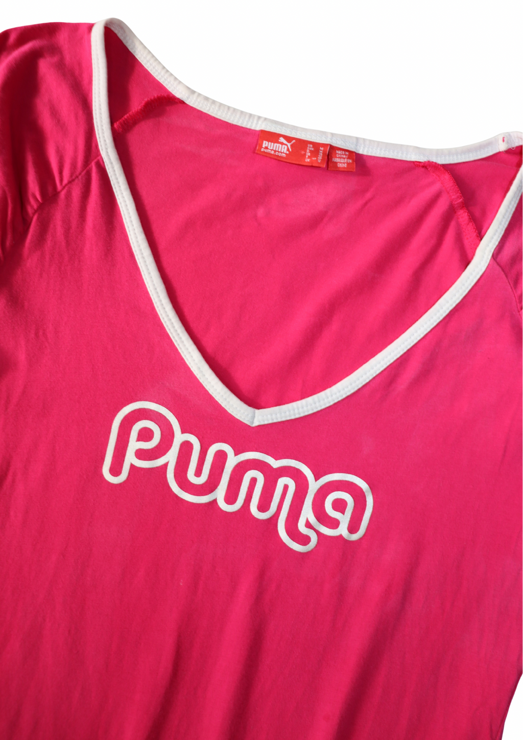 Vintage Pink Puma V Neck Top┃Size M