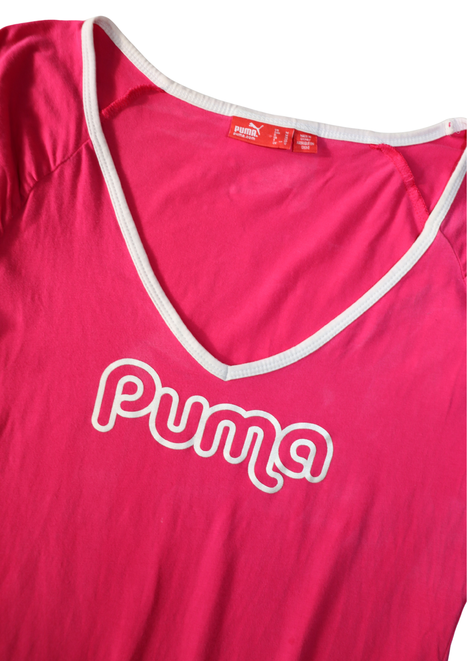 Vintage Pink Puma V Neck Top┃Size M