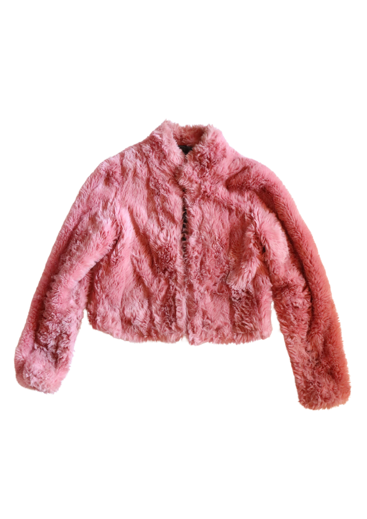 Vintage Pink Crop Fur Jacket | Size S