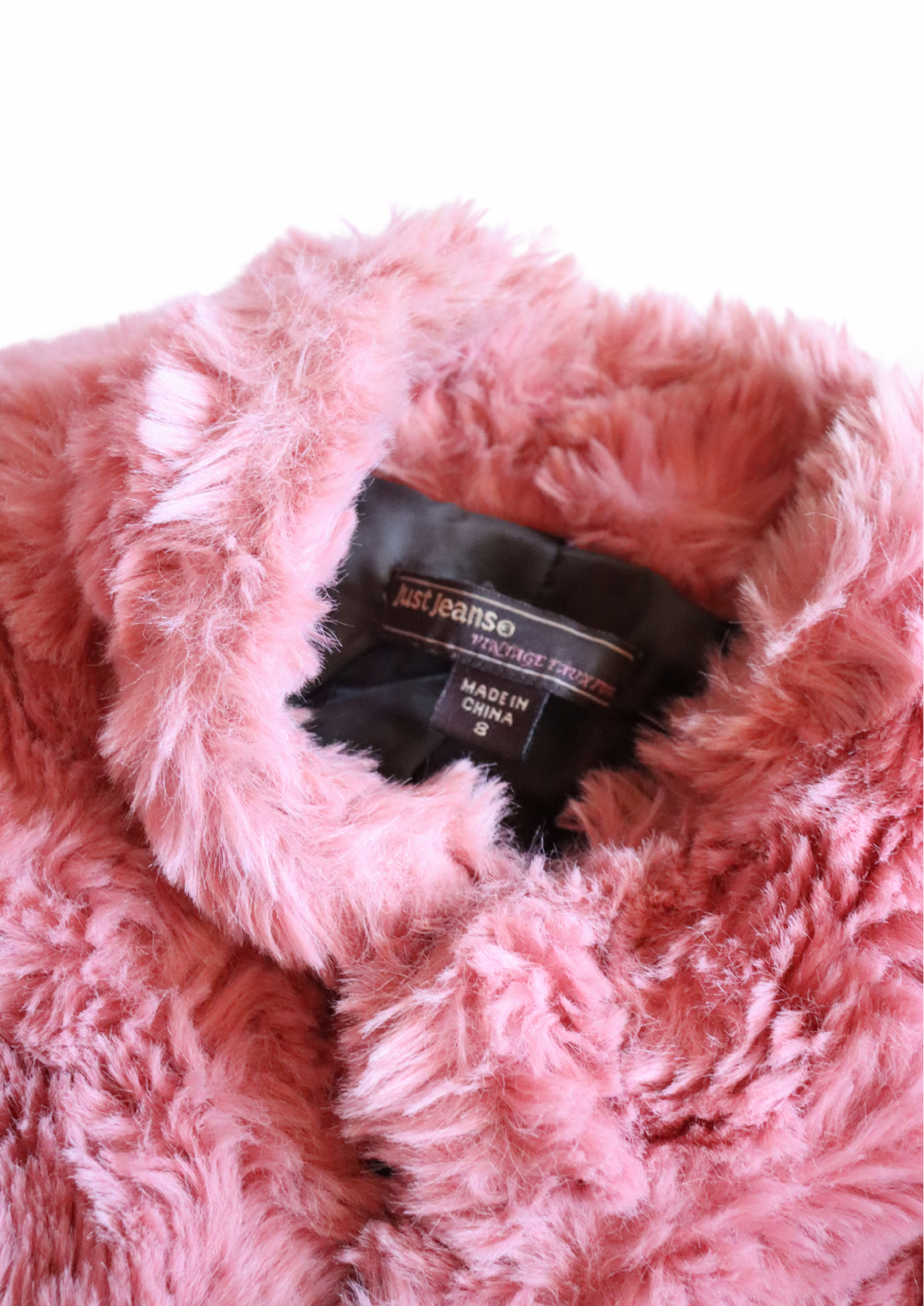 Vintage Pink Crop Fur Jacket | Size S