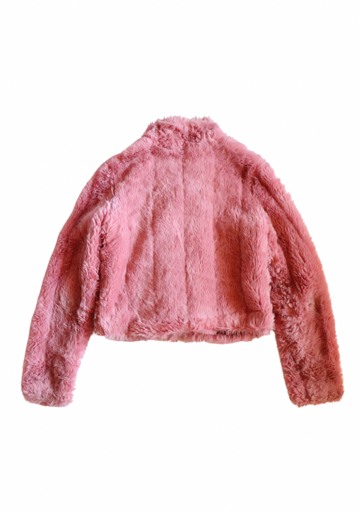 Vintage Pink Crop Fur Jacket | Size S