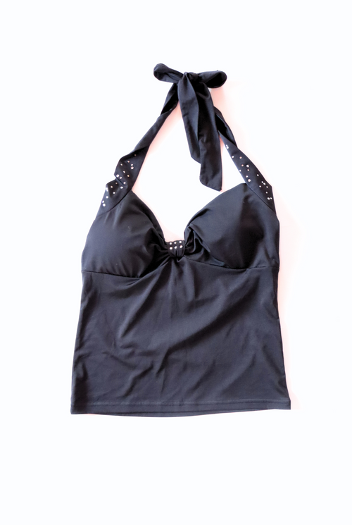 90s Black Bedazzled Halter Top