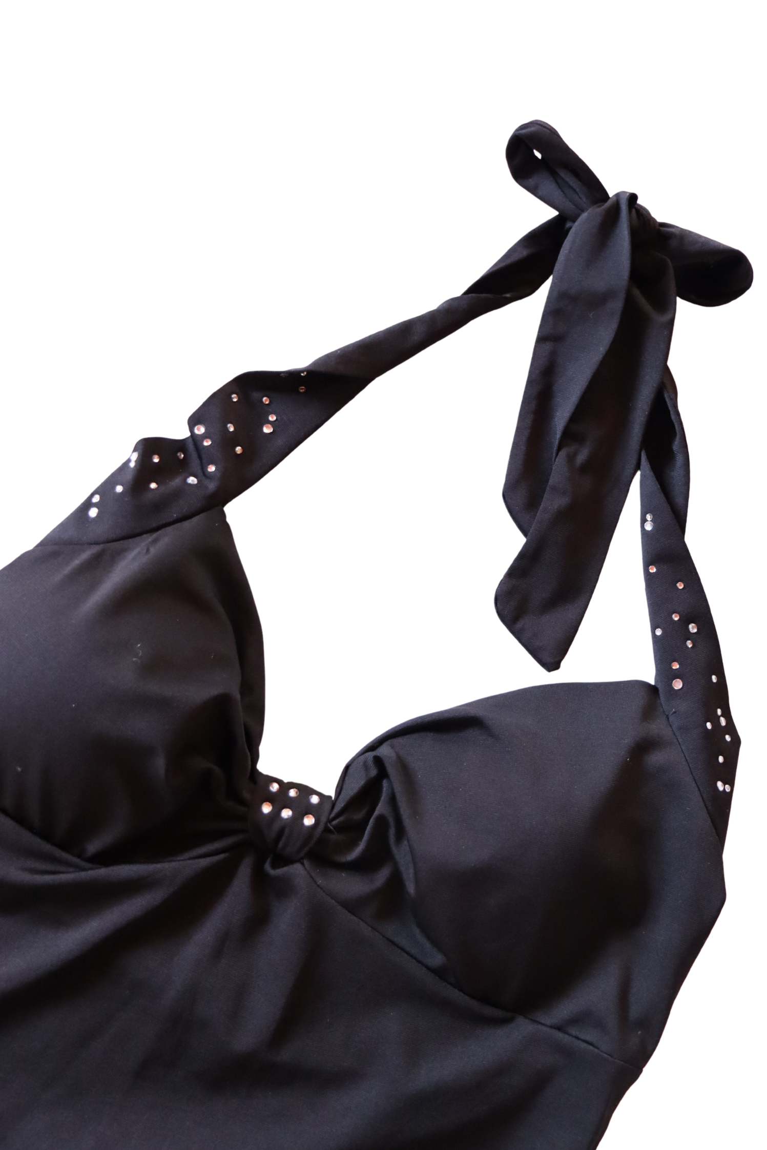 90s Black Bedazzled Halter Top