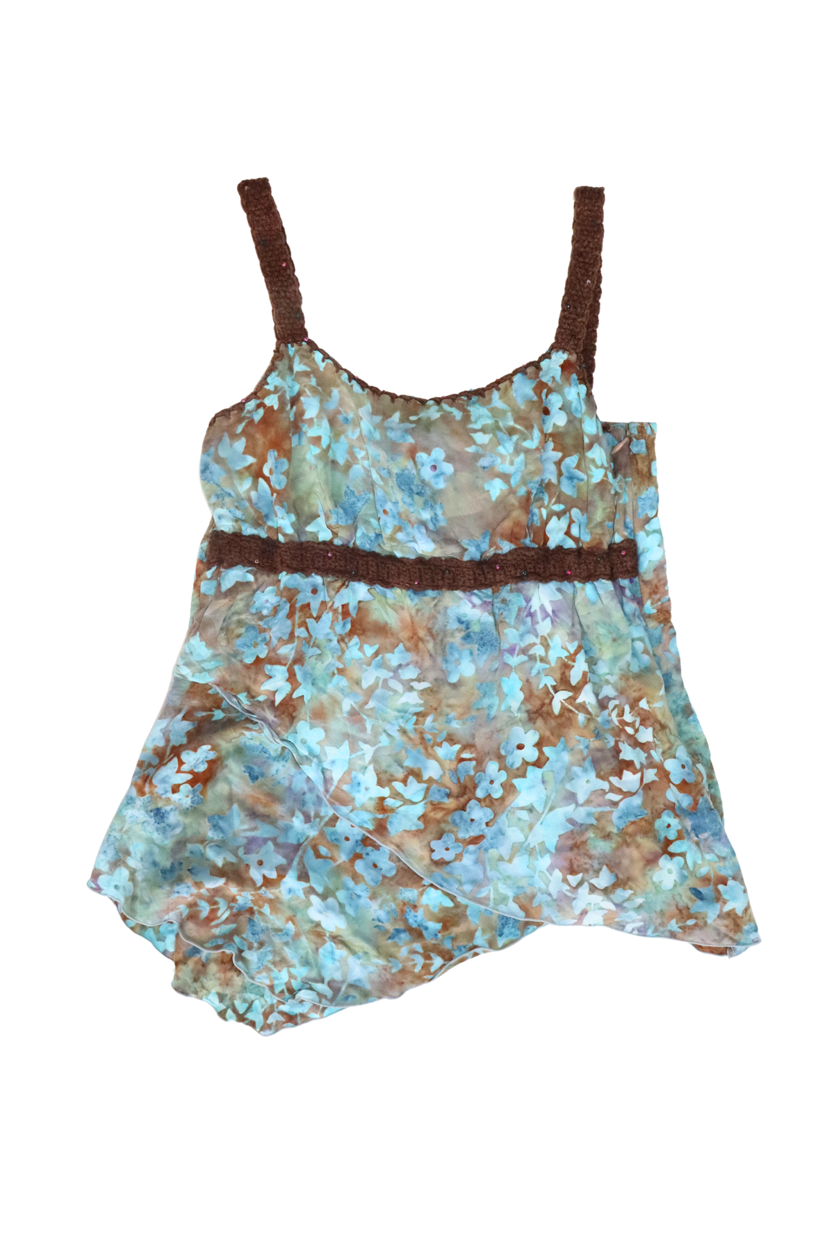 Blue and Brown Crochet Singlet┃Size M
