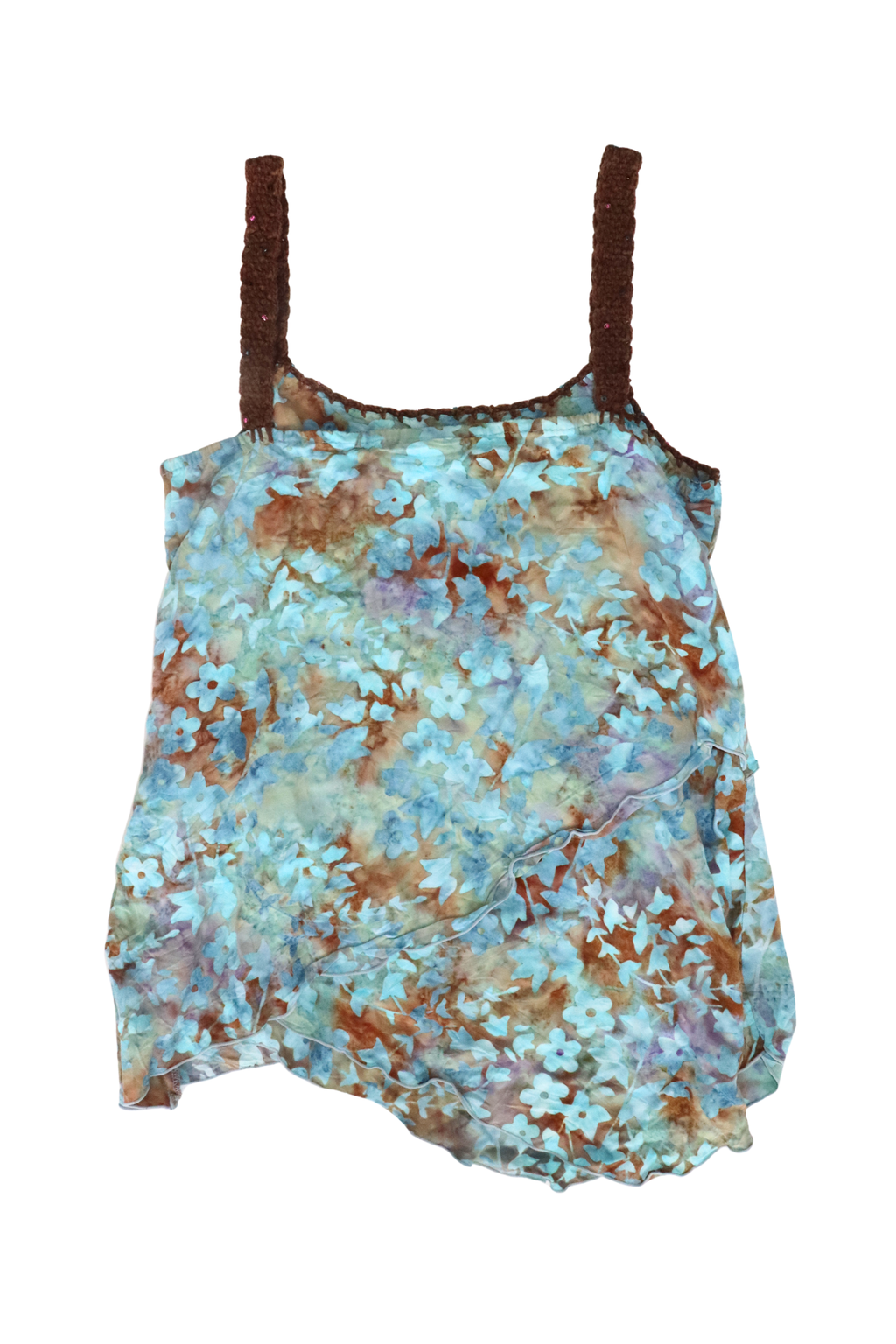 Blue and Brown Crochet Singlet┃Size M