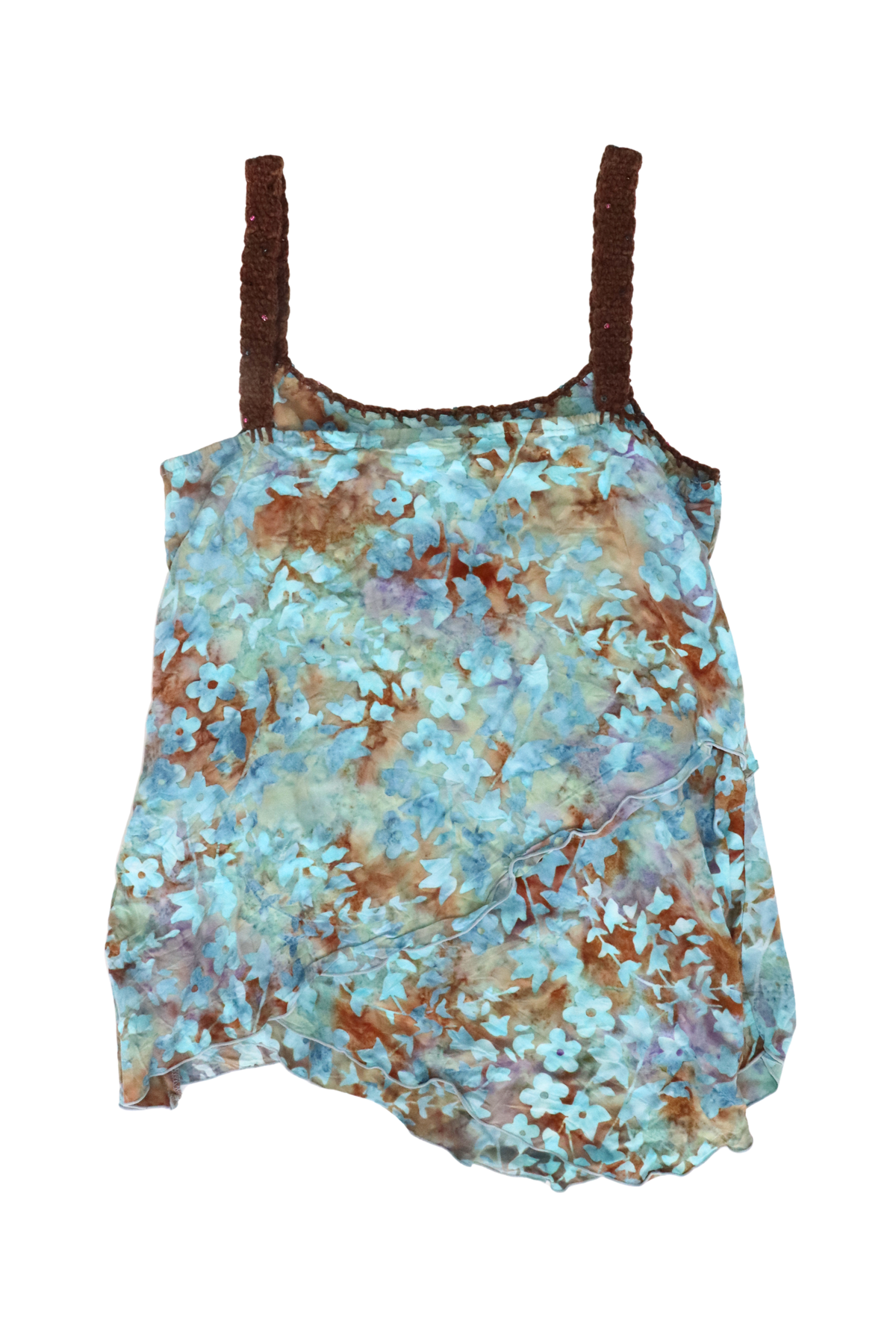 Blue and Brown Crochet Singlet┃Size M