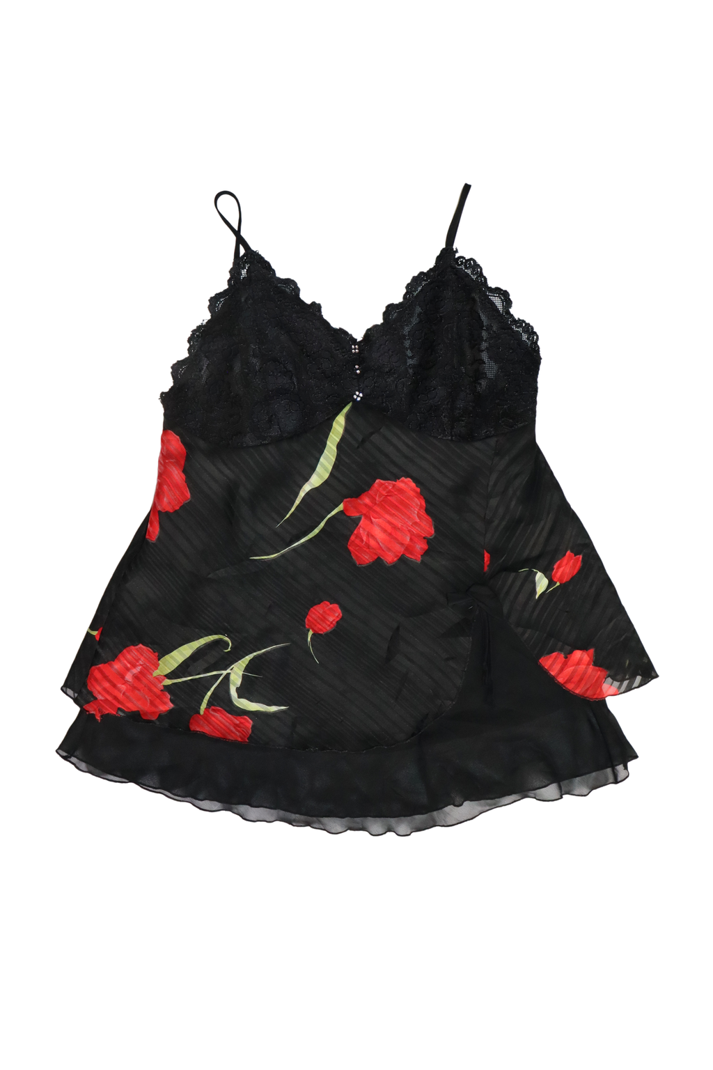 Black and Red Floral Singlet