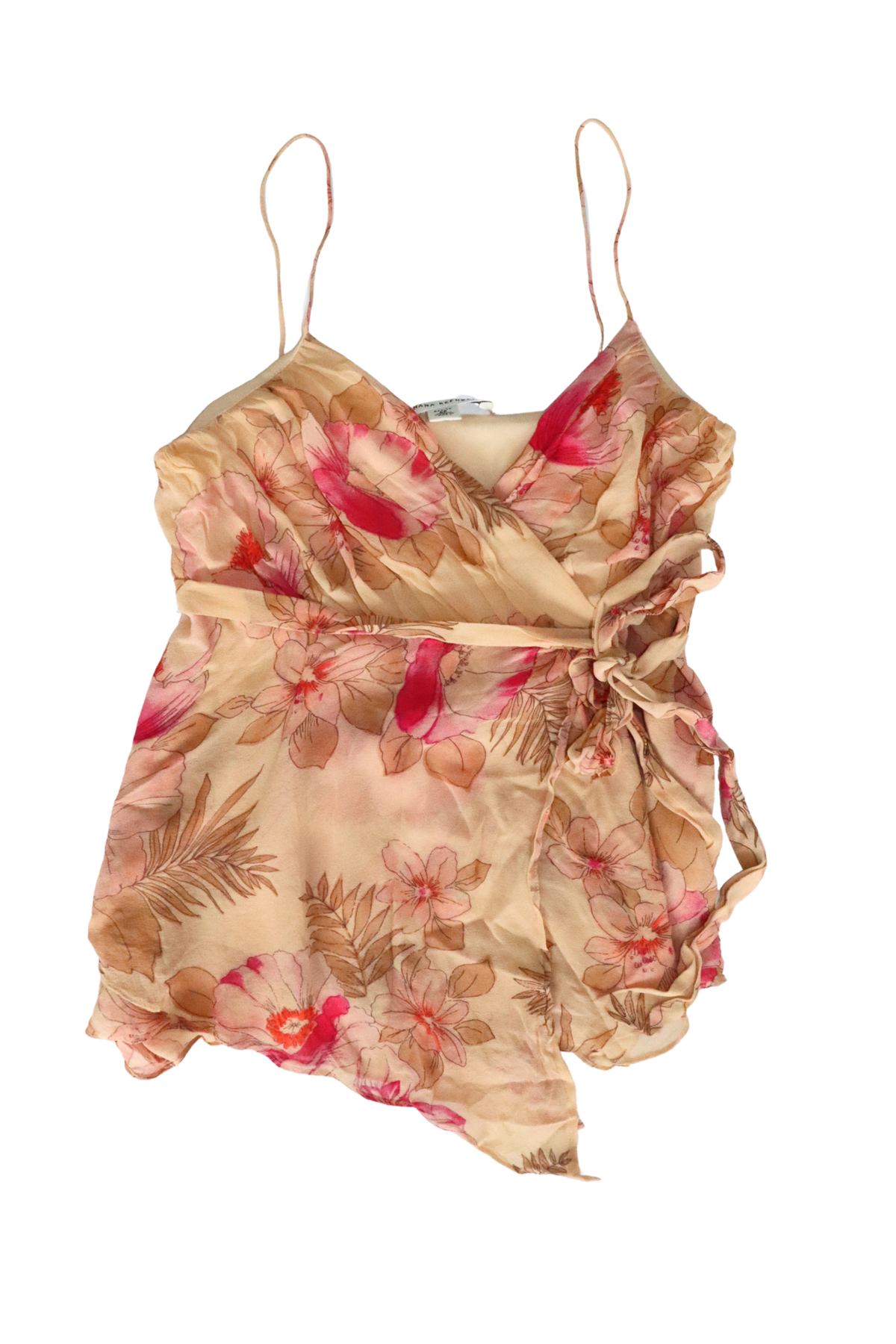 Vintage Beige and Pink Floral Singlet