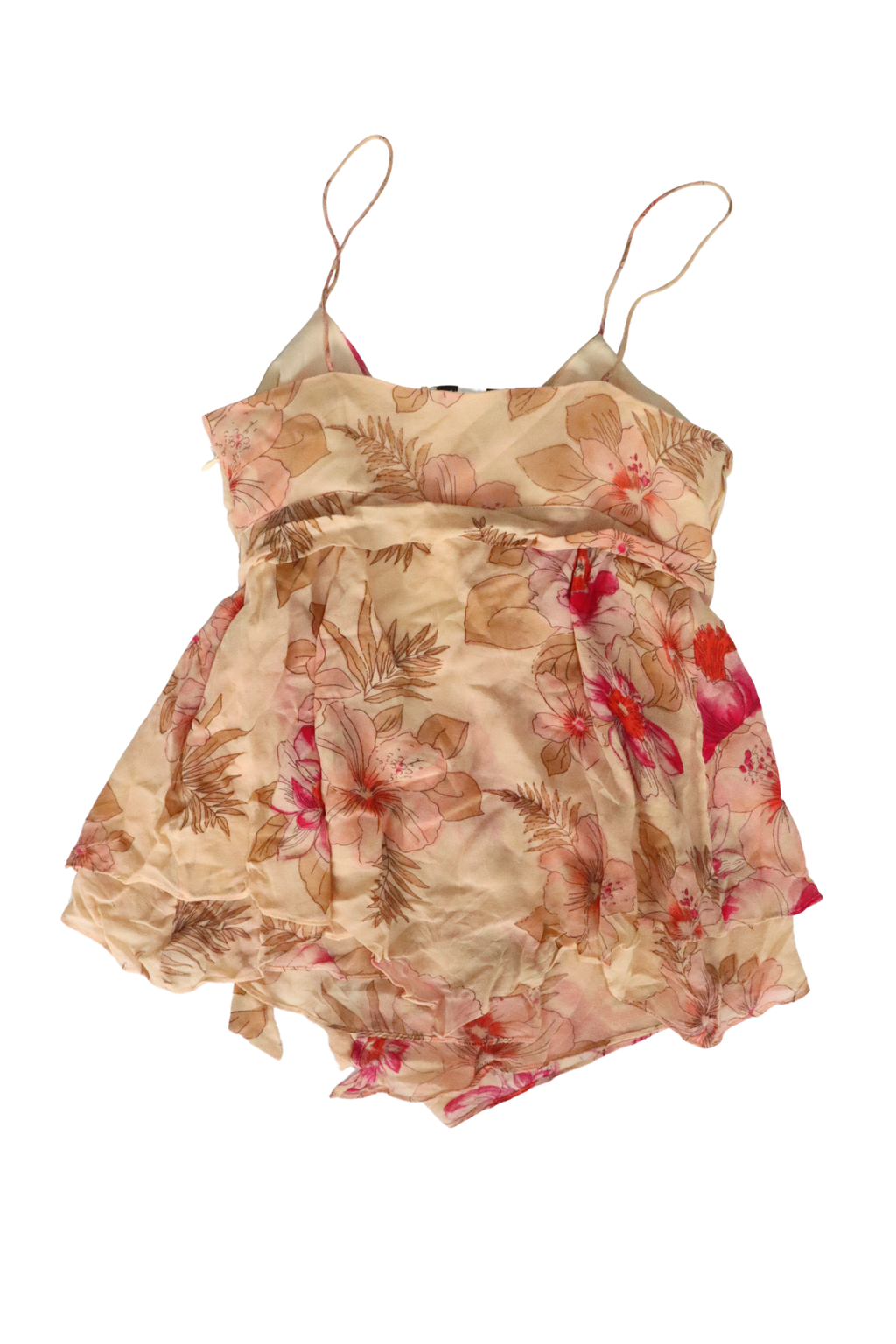 Vintage Beige and Pink Floral Singlet