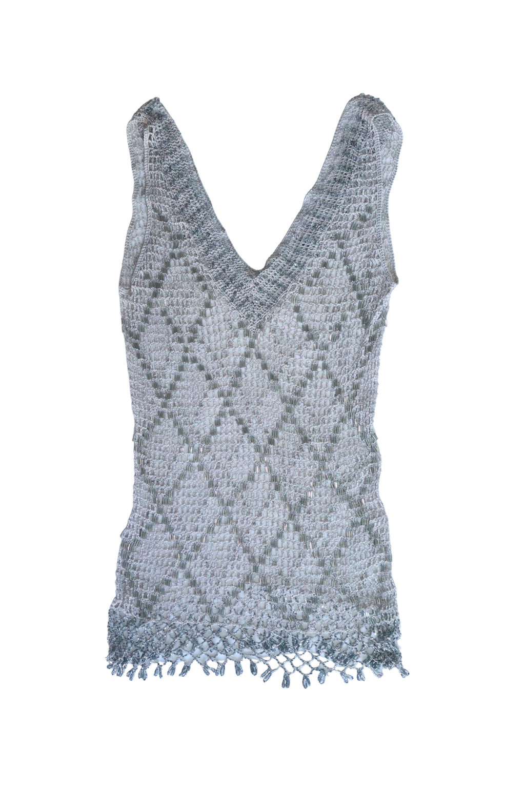 Vintage Grey Beaded Crochet Top