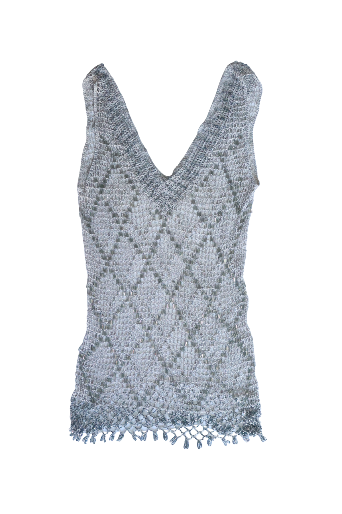 Vintage Grey Beaded Crochet Top