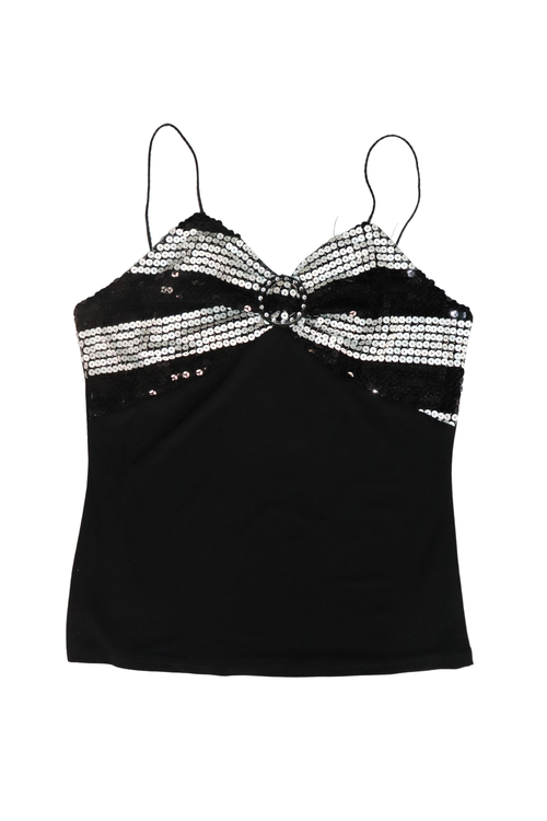 90s Black and White Sequin Top