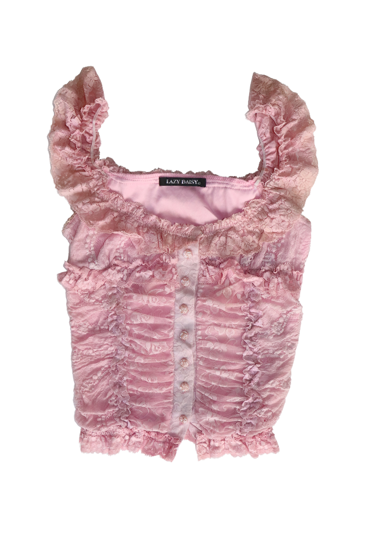 Y2K Pink Lace Ruffle Singlet