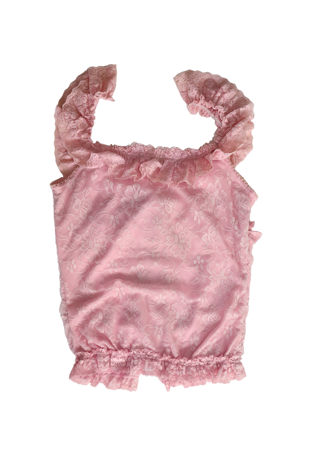 Y2K Pink Lace Ruffle Singlet