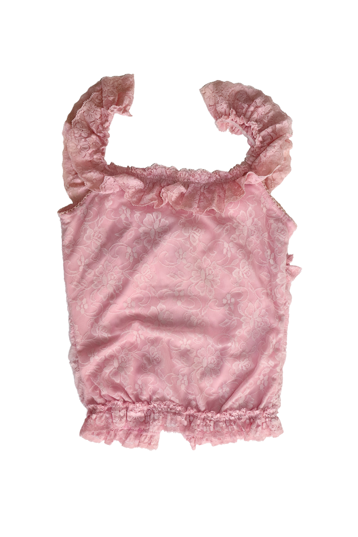 Y2K Pink Lace Ruffle Singlet