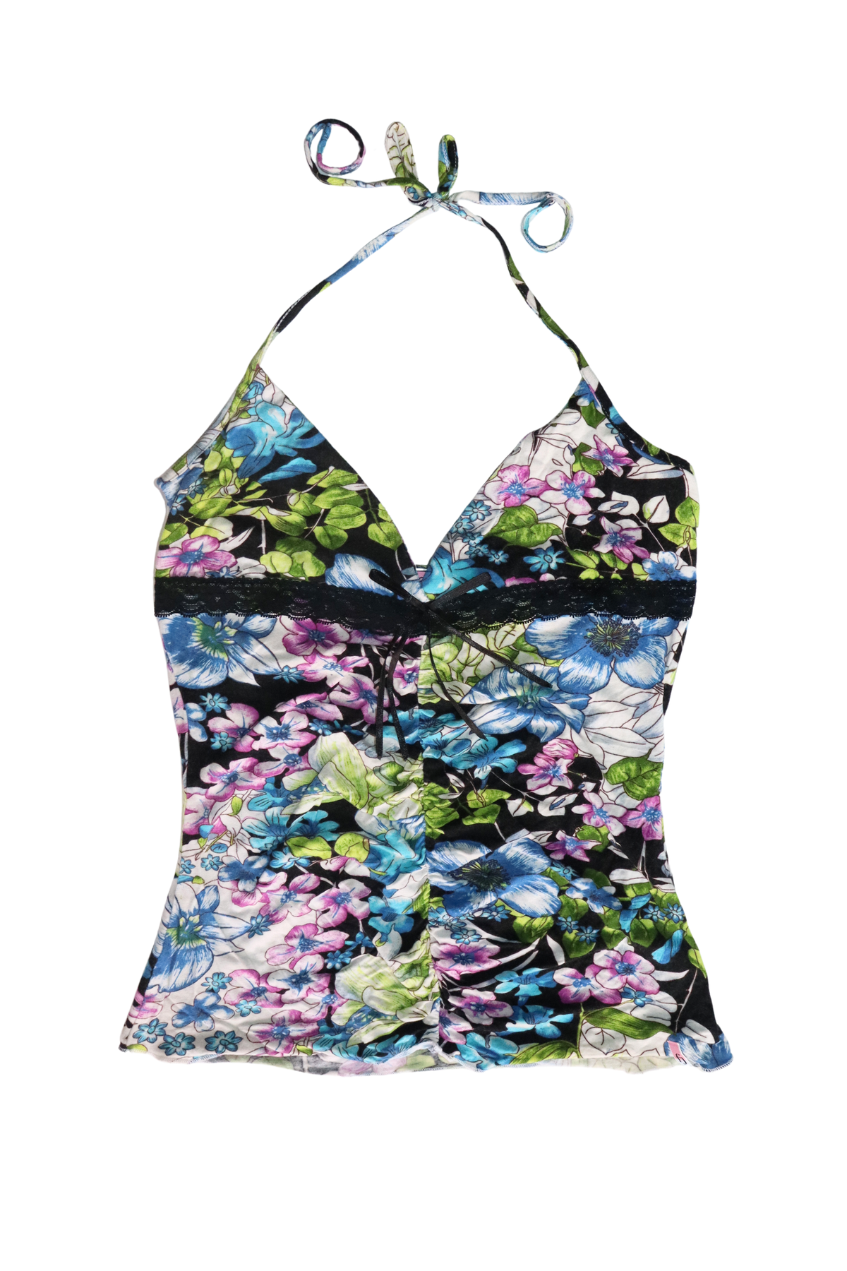 Blue and Purple Floral Halterneck┃Size XS