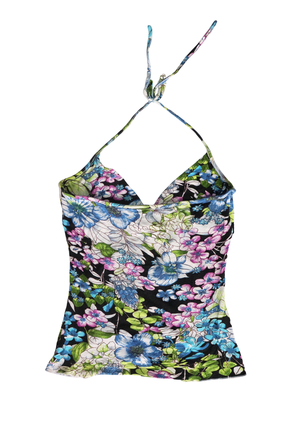 Blue and Purple Floral Halterneck┃Size XS