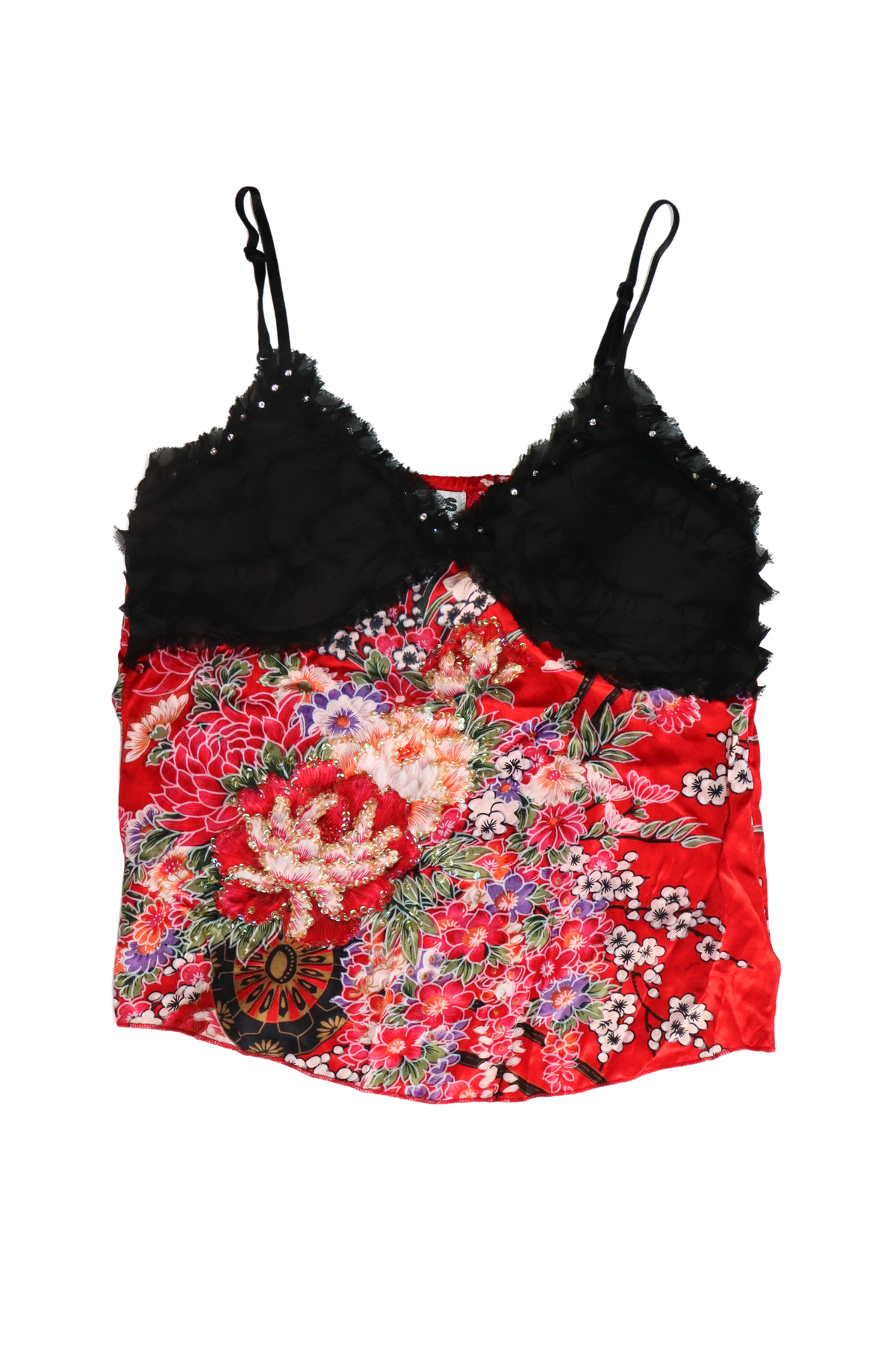 Vintage Red Floral Sequin Singlet