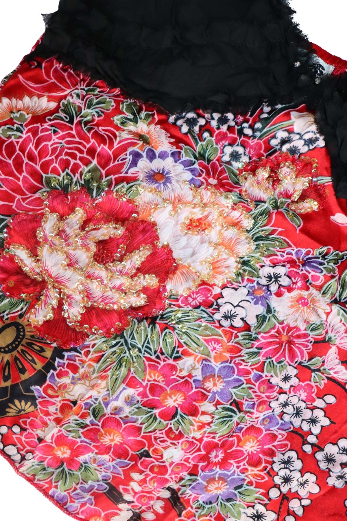 Vintage Red Floral Sequin Singlet
