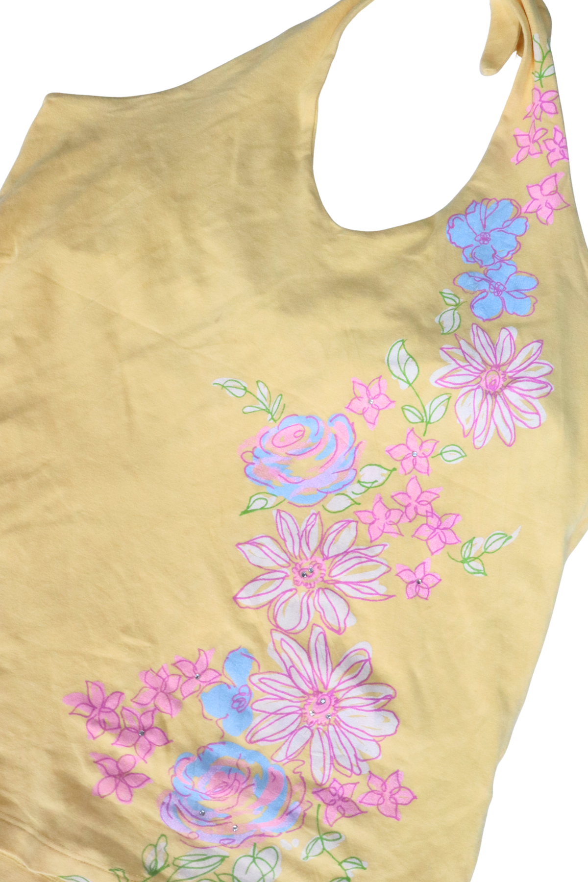 90s Yellow Floral Halterneck┃Size L