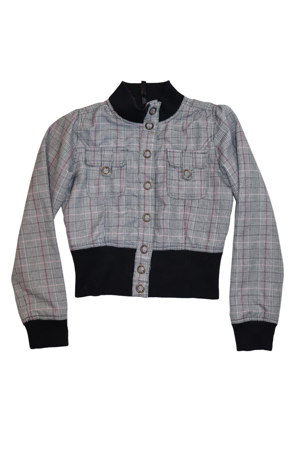 Grey Gingham Cropped Jacket┃Size 8