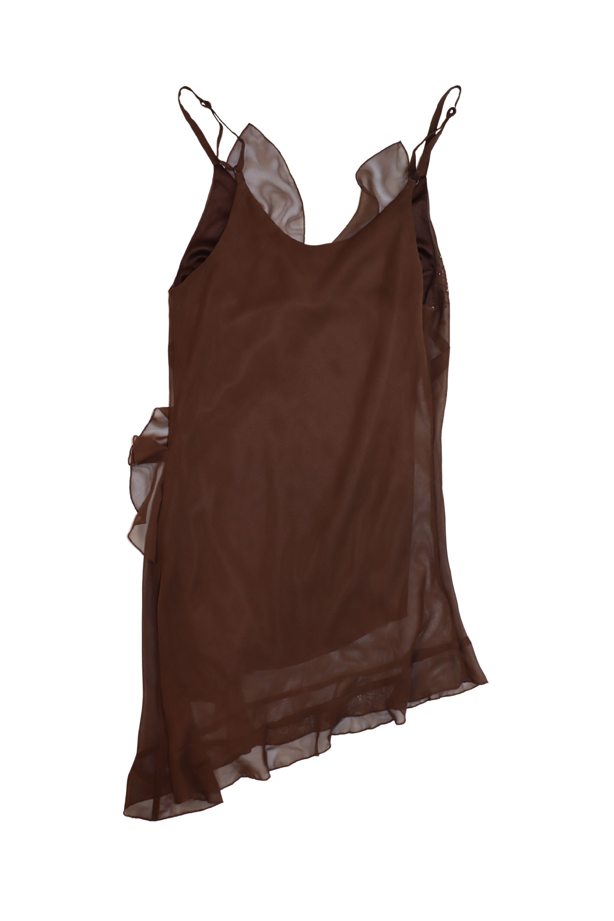 Vintage Brown Chiffon Singlet┃Size 10